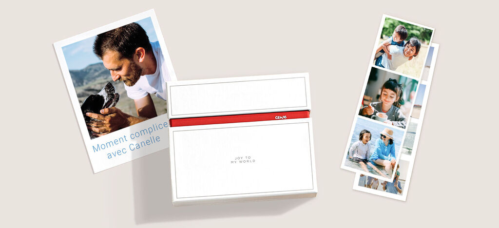 Tirages photo créatifs CEWE et leur boîte