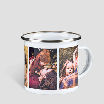 Mug en émail personnalisé avec plusieurs photos de parents avec leur enfant