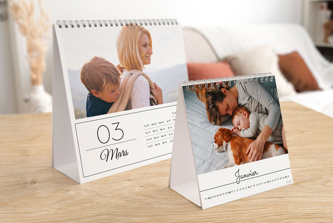 2 formats de calendriers photo de bureau à personnaliser
