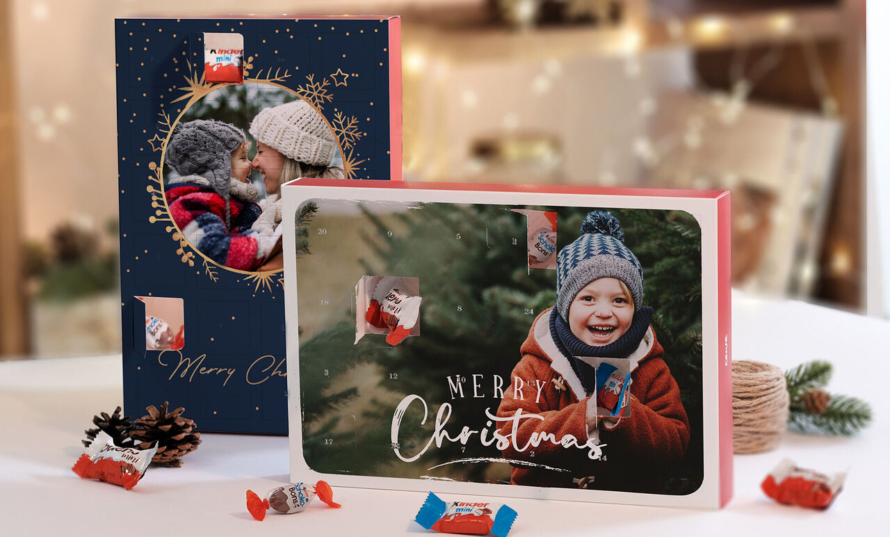 2 calendriers de l'Avent personnalisés avec chocolats kinder®