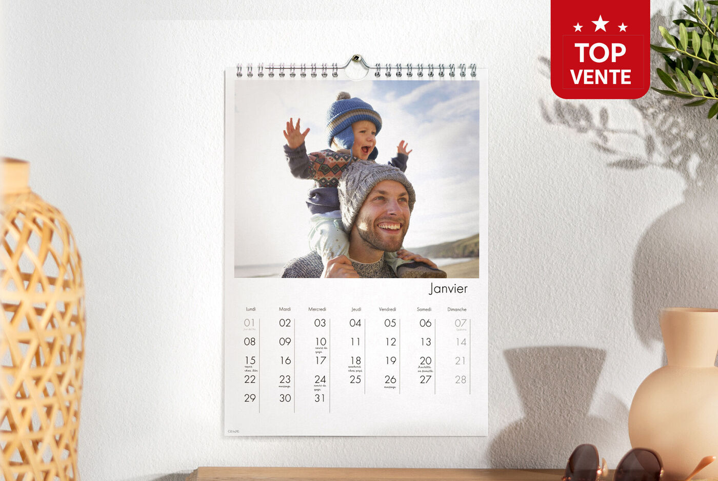 Calendrier photo mural A4 portrait avec la mention meilleure vente