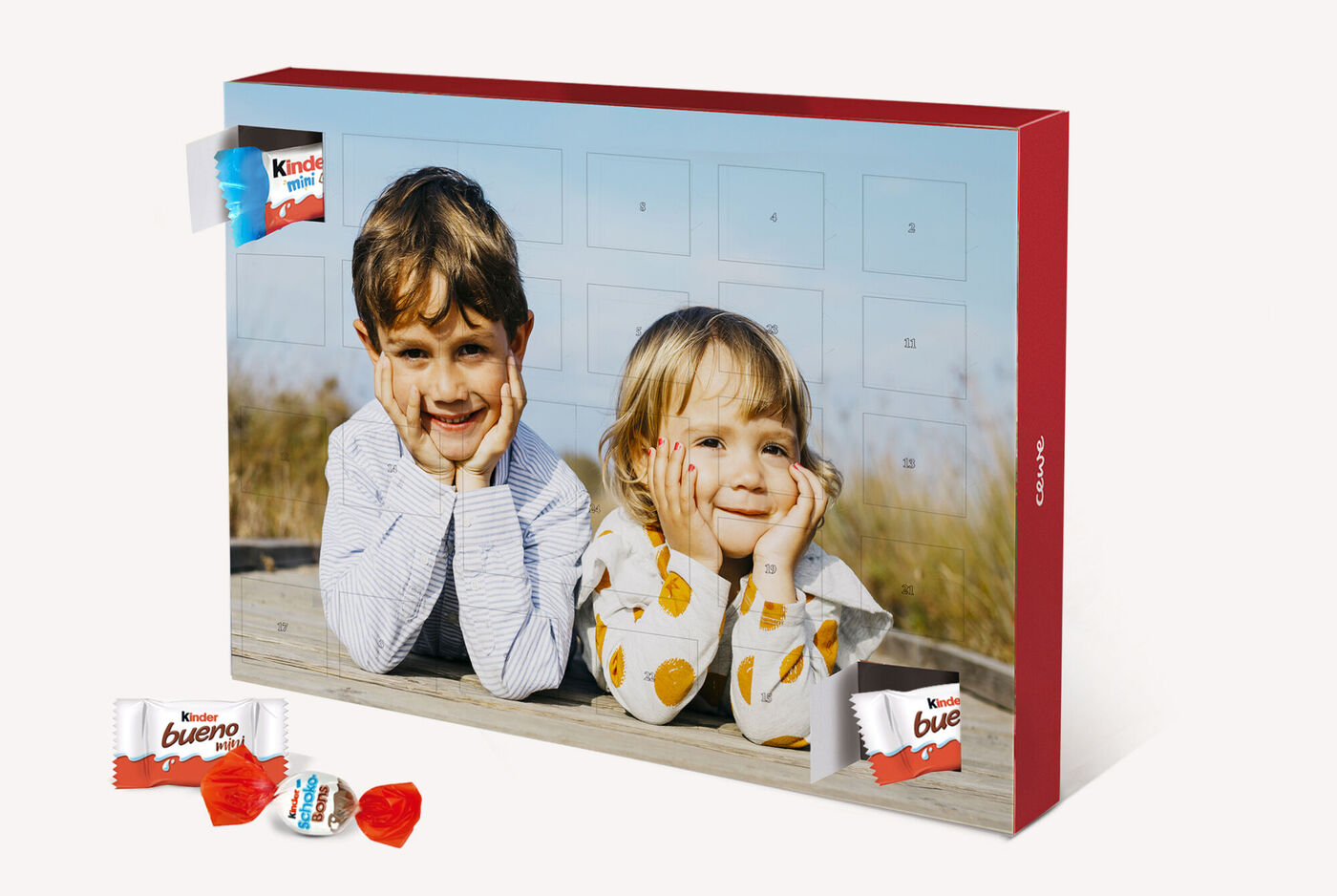 Calendrier de l'Avent kinder personnalisé avec une photo de 2 enfants