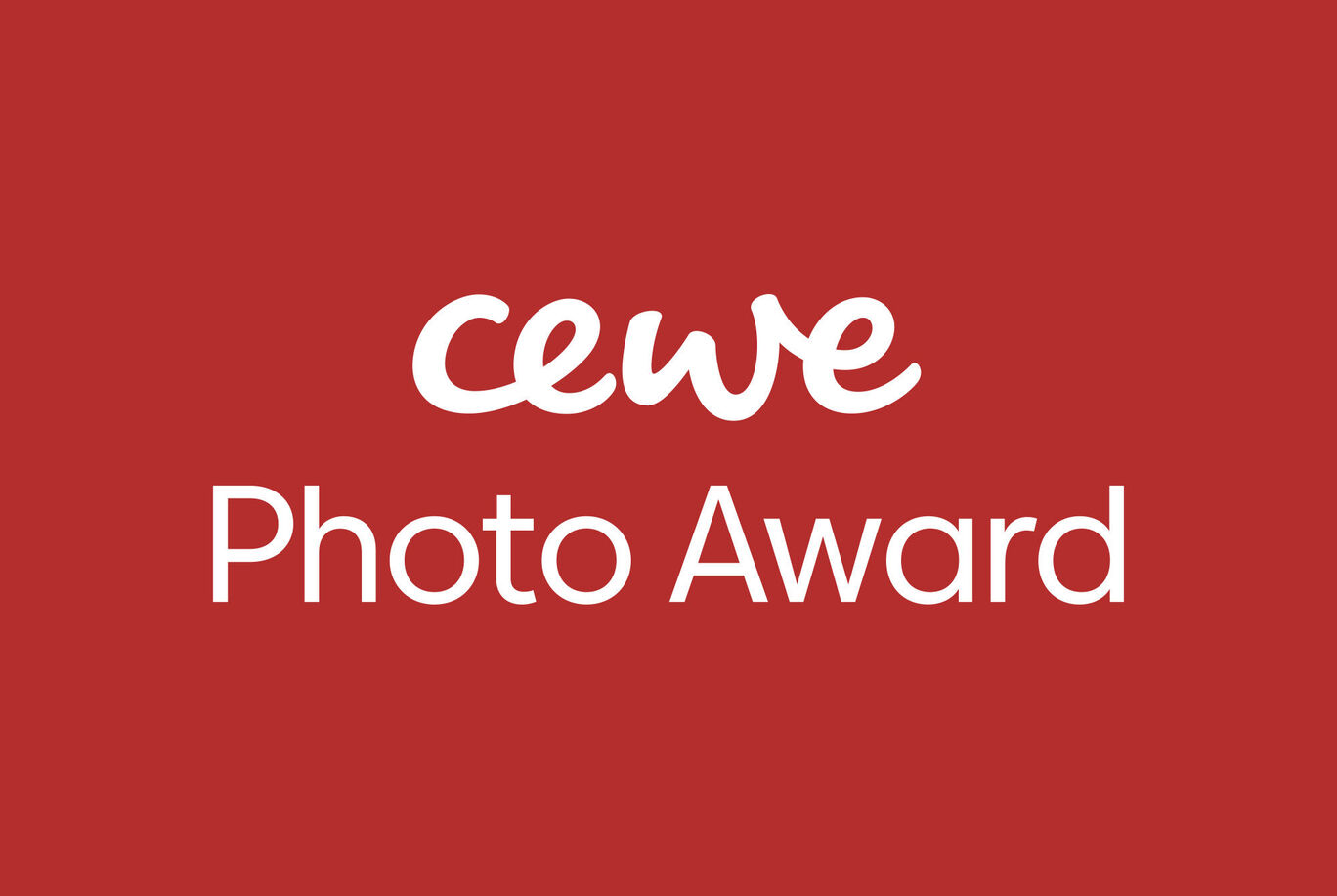 Logo des CEWE Photo Awards en blanc sur fond rouge