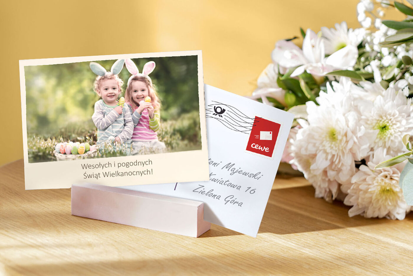 Carte postale personnalisée avec photo et message pour Pâques