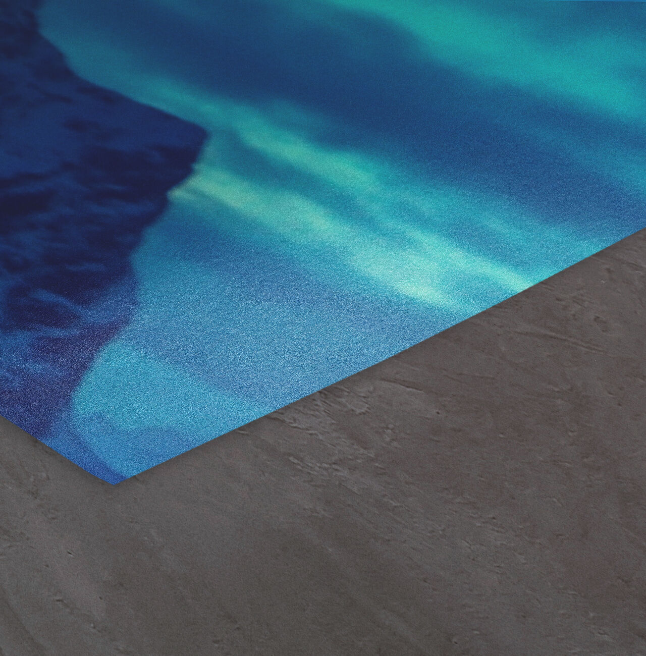 Sol avec une surface bleue texturée et des ombres.