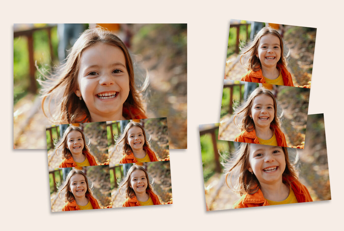 Lot de tirages photo d'une fillette décliné en plusieurs formats
