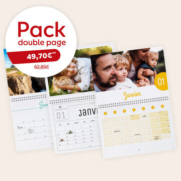 Pack de 3 calendriers photo double-page A3 avec une offre à 49,70 € au lieu de 62,85 €