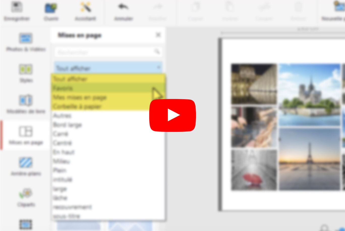 Capture d'écran du logiciel de création de livres photo de CEWE.
