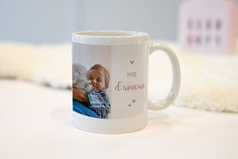 Tasse avec une photo et un texte affectueux