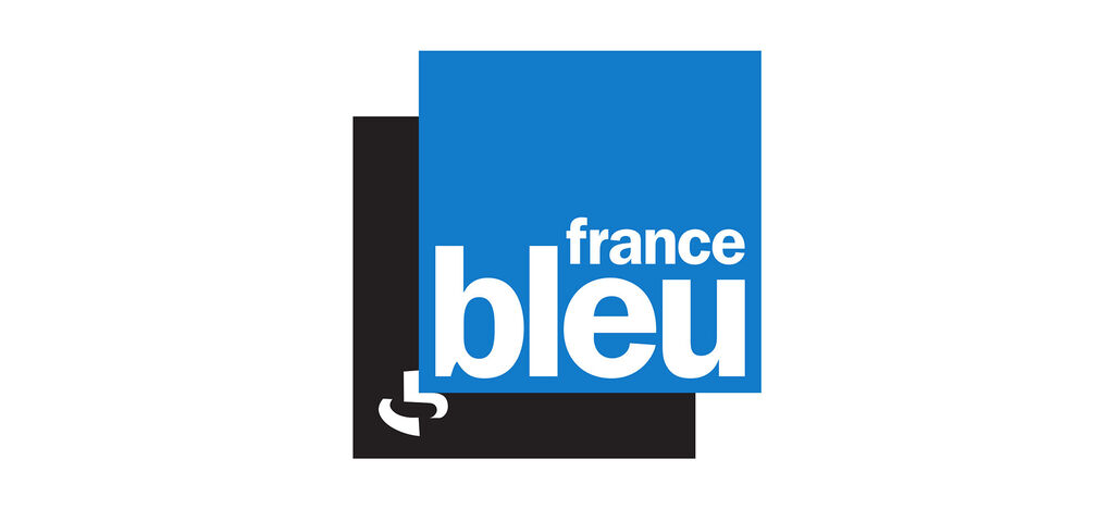 Logo de France Bleu avec un fond bleu et noir.