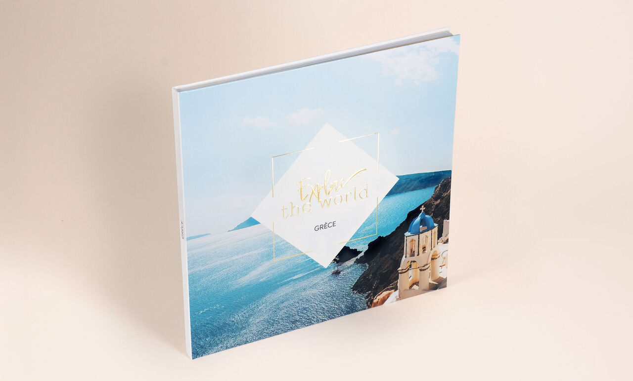 Grand livre photo carré 30 x 30 cm, album photo voyage en Grèce
