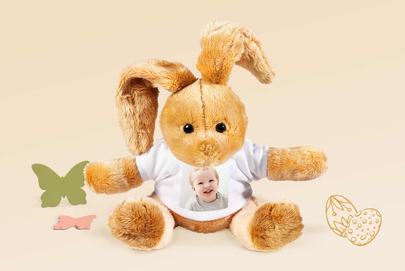 Peluche lapin personnalisée avec photo, cadeau de Pâques pour enfant