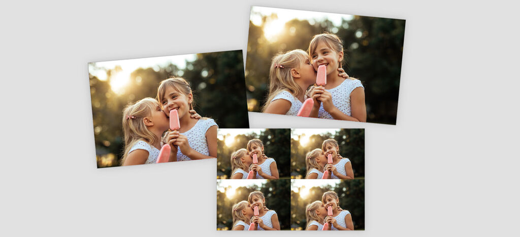 Lot de photos d'enfants mangeant une glace de différentes tailles