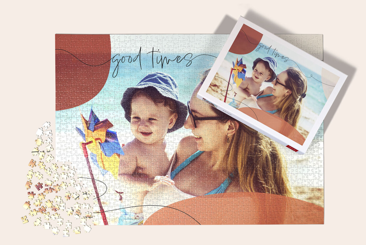 Puzzle personnalisé d’une mère et son enfant avec sa boîte assortie