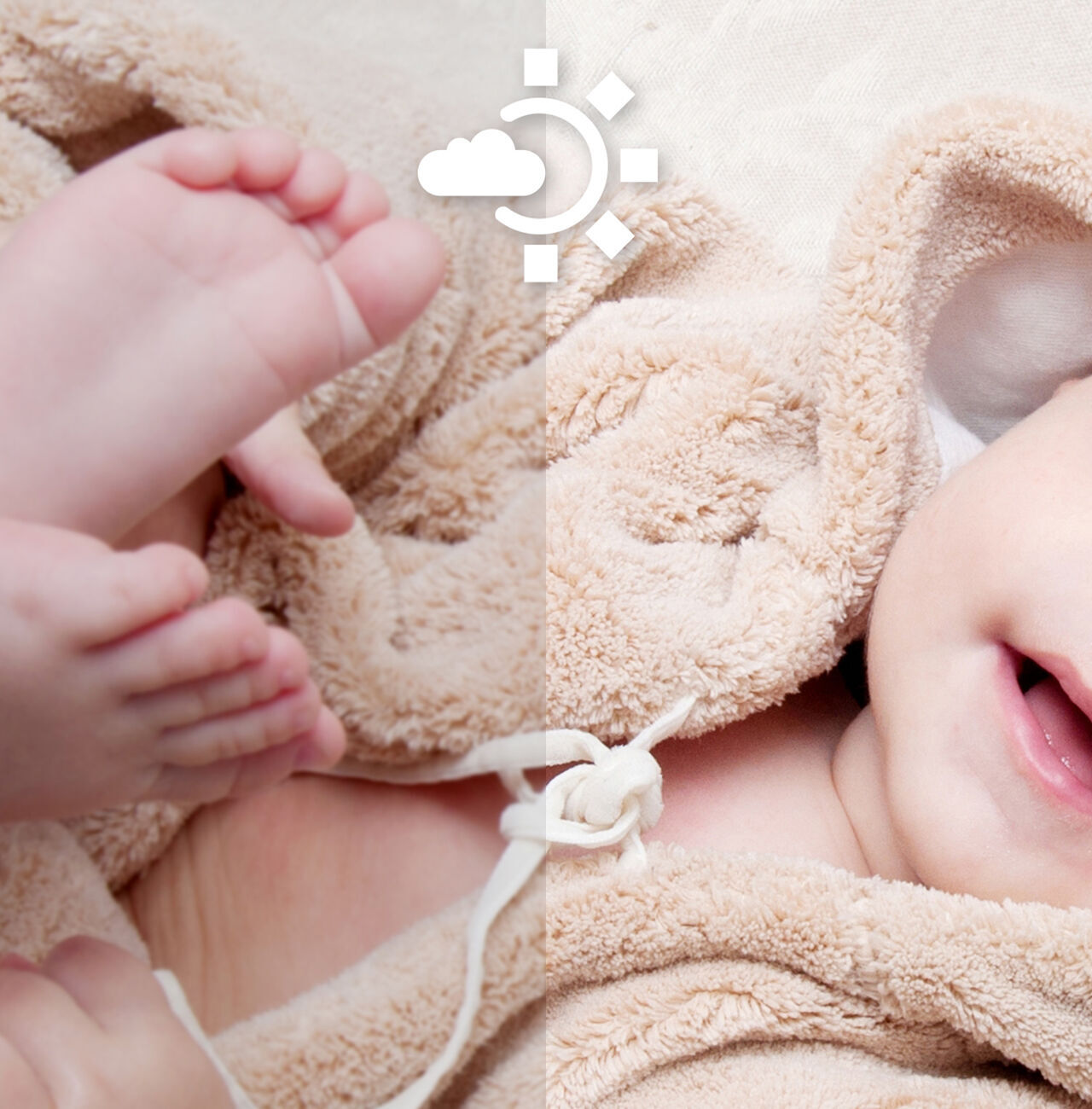 Photo d'un bébé avec ajustement de la luminosité grâce aux outils CEWE