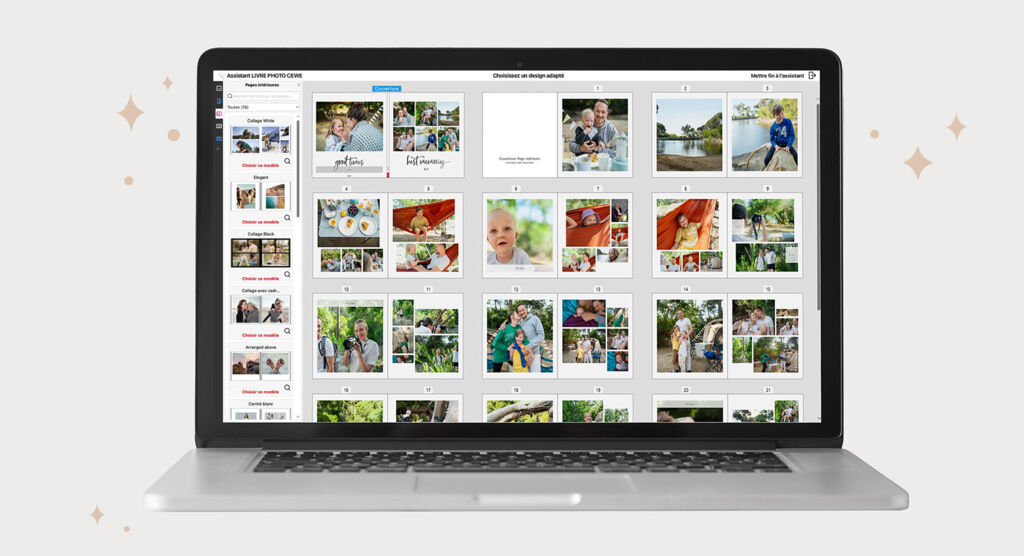 Bibliothèque de photos affichée sur un ordinateur portable