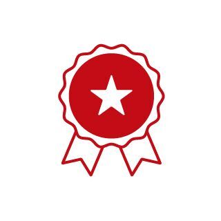 Badge rouge avec étoile et deux bandes