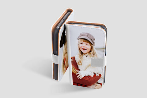 Coque de téléphone avec une photo d'une personne et son animal.