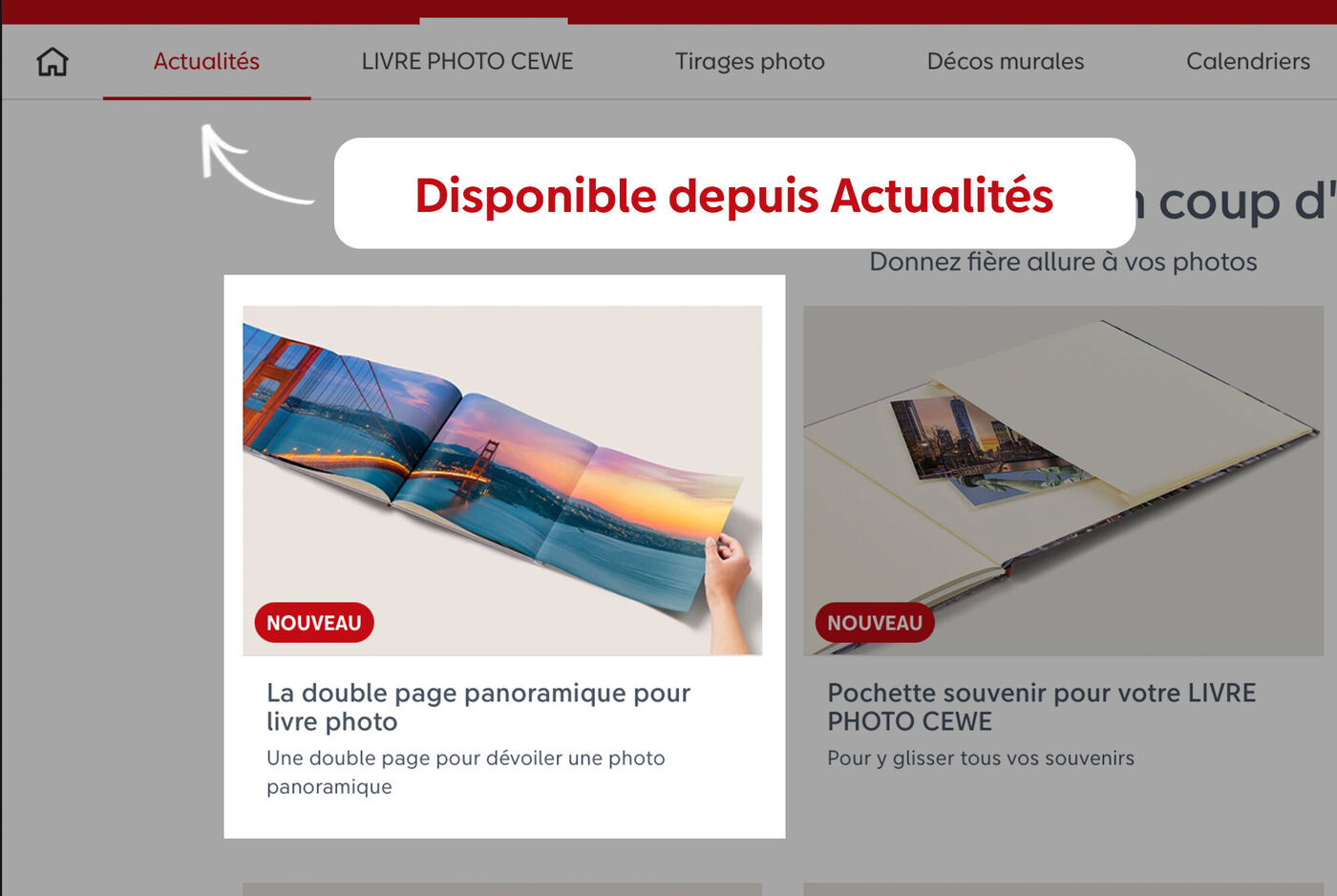 Guide pour créer un livre photo double page panoramique depuis l'onglet Actualités du logiciel