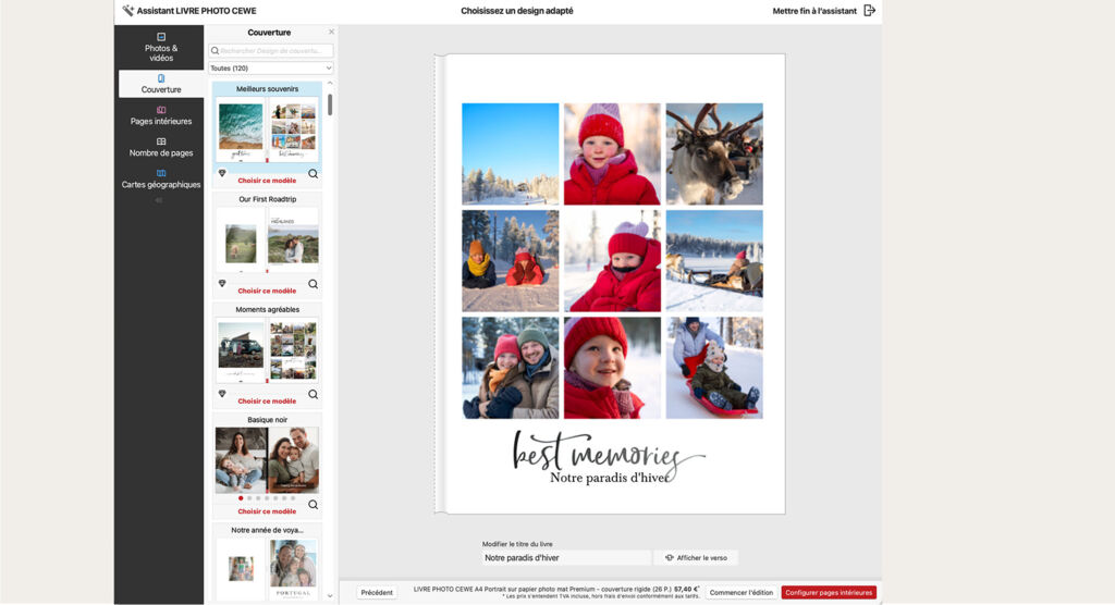 Création d’un livre photo personnalisé avec collage de photos souvenirs sur une page