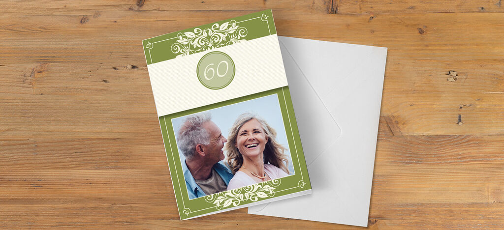 Carte de vœux pour le 60e anniversaire avec de belles couleurs et un design élégant