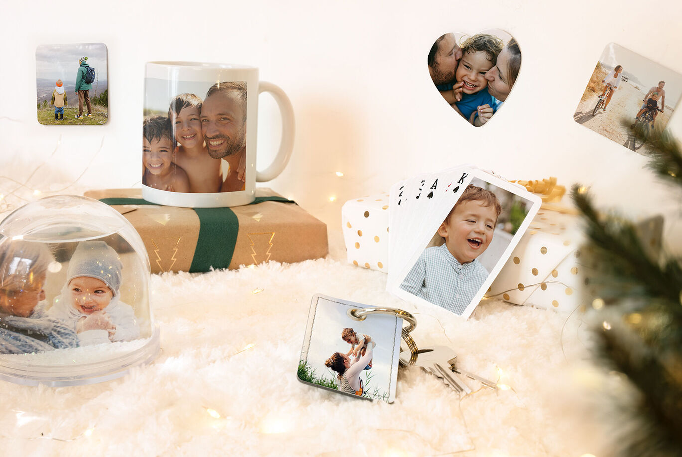 différents cadeaux personnalisés avec photos