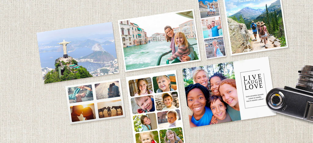 Une collage créative de photos de famille et de souvenirs de vacances. Moments heureux capturés avec amis et famille.