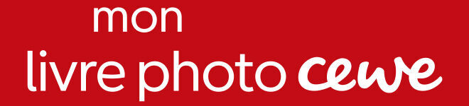  Logo rouge avec le texte 'mon livre photo CEWE'. 