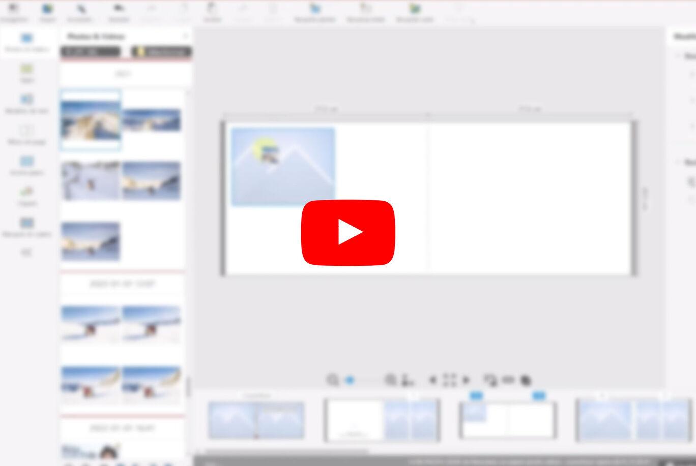 Capture d'écran du programme de création de livre photo CEWE avec aperçu d'une photo de plage