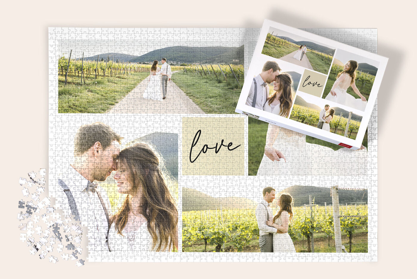 Puzzle personnalisé sur le thème du mariage avec sa boîte assortie