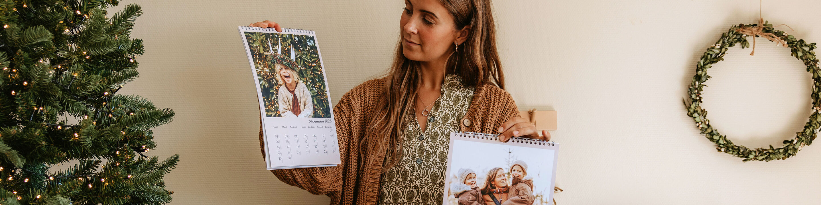 Calendriers photo personnalisés dans une déco de Noël