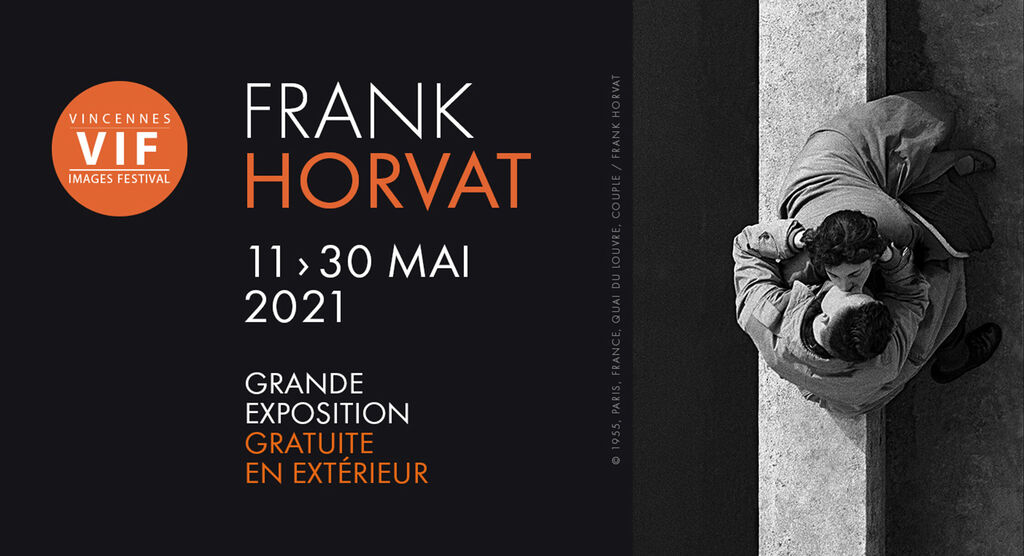 Affiche de l'exposition Frank Horvat avec un couple romantique