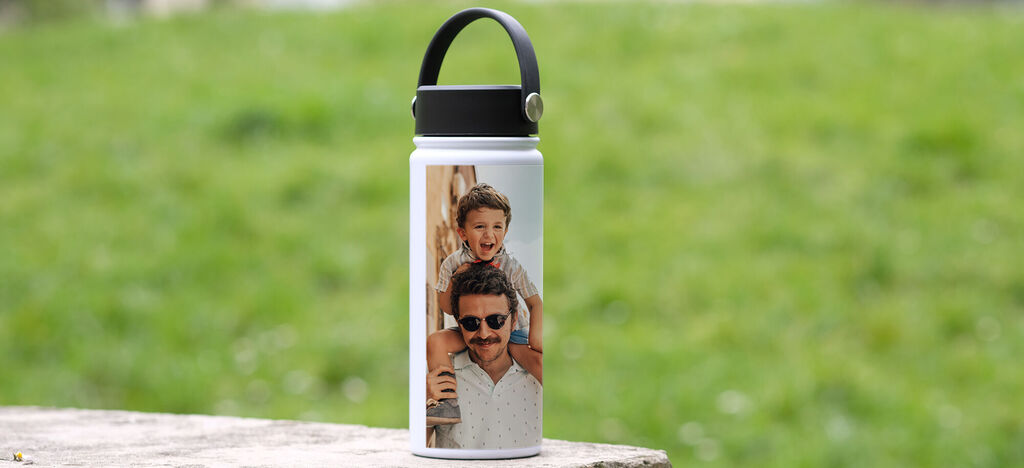 Magnifique bouteille avec photo personnelle.