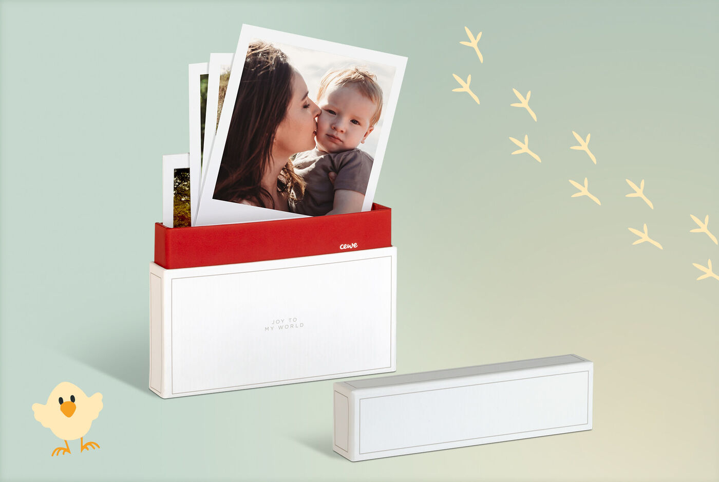 Tirages photo personnalisés présentés dans une boîte souvenirs blanche