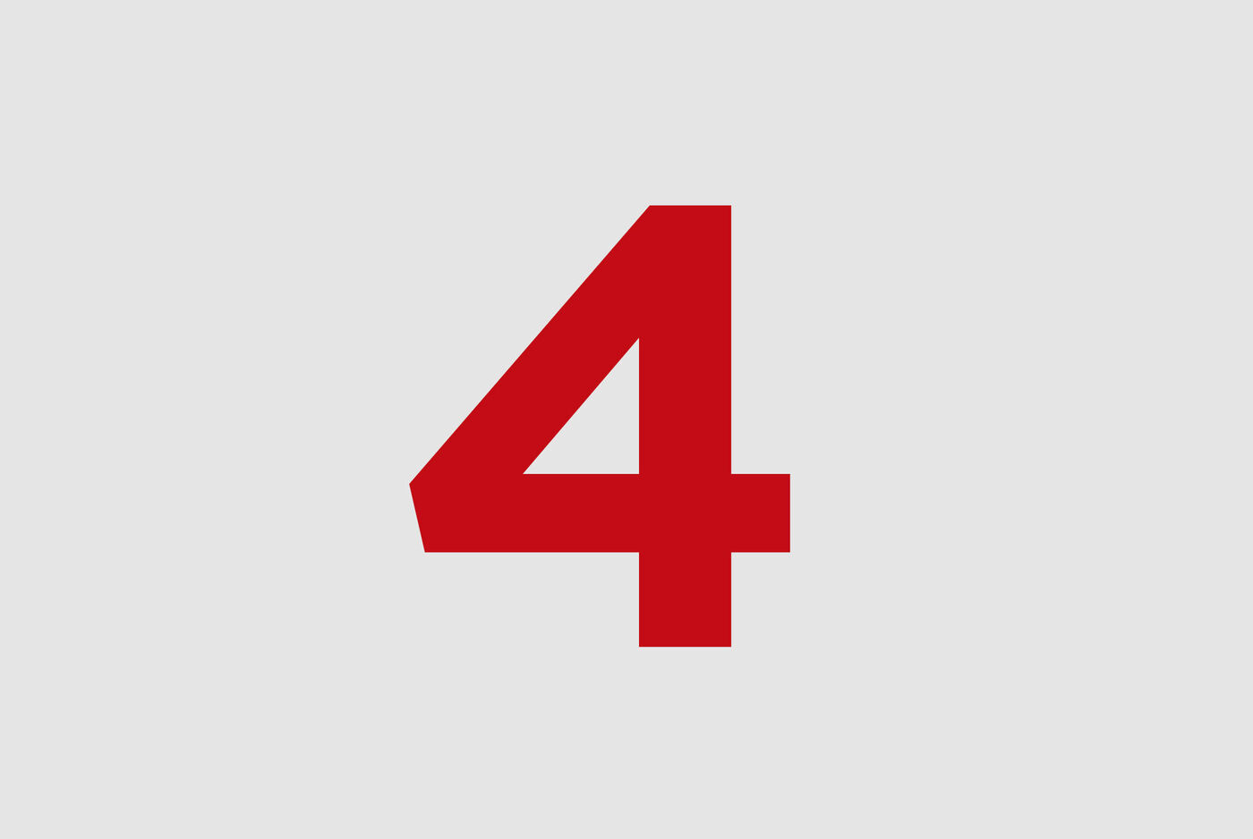 Numéro rouge quatre sur un fond gris.