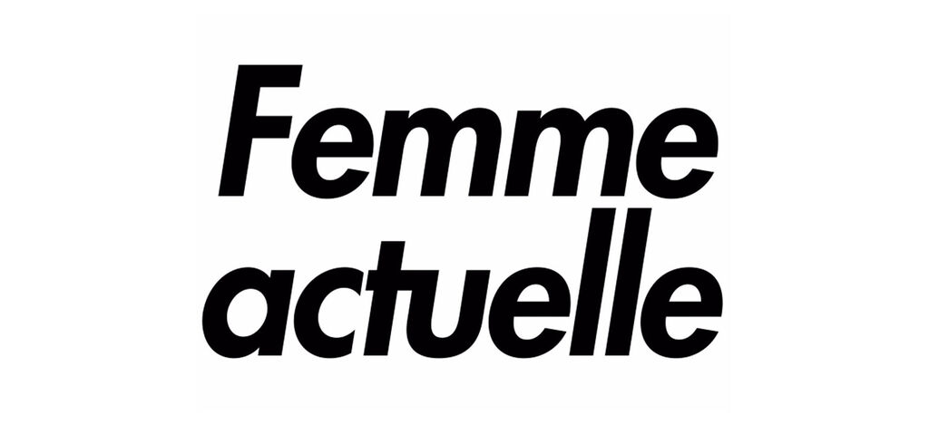 Inscription "Femme actuelle" en gras sur fond clair