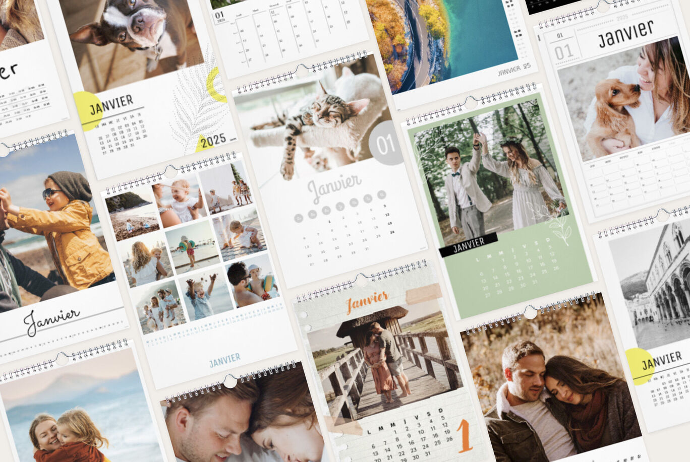 Exemples de calendriers personnalisés avec photos de famille et plusieurs designs