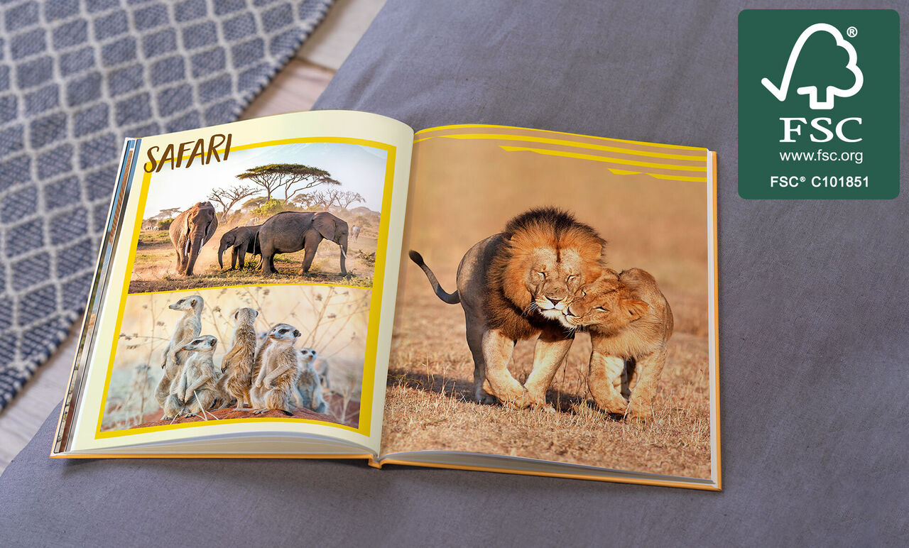 Grand livre photo portrait ouvert