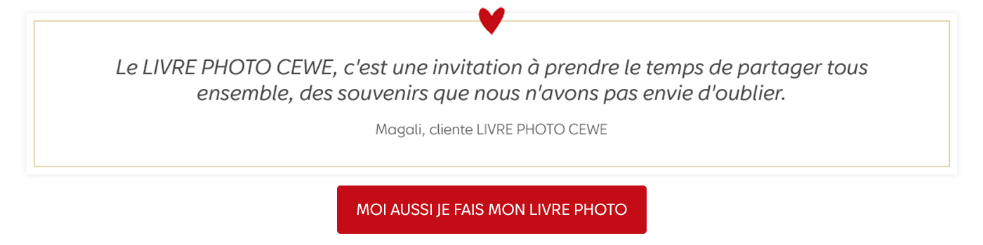 Une infographie montrant un livre photo CEWE ouvert, invitant à partager des souvenirs et à commencer la création d'un livre photo.