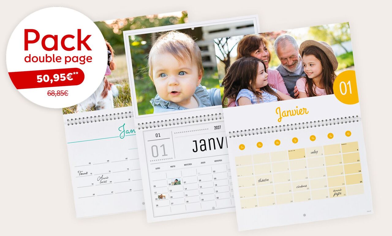 Offre pack 3 calendriers au format A4 Double-page