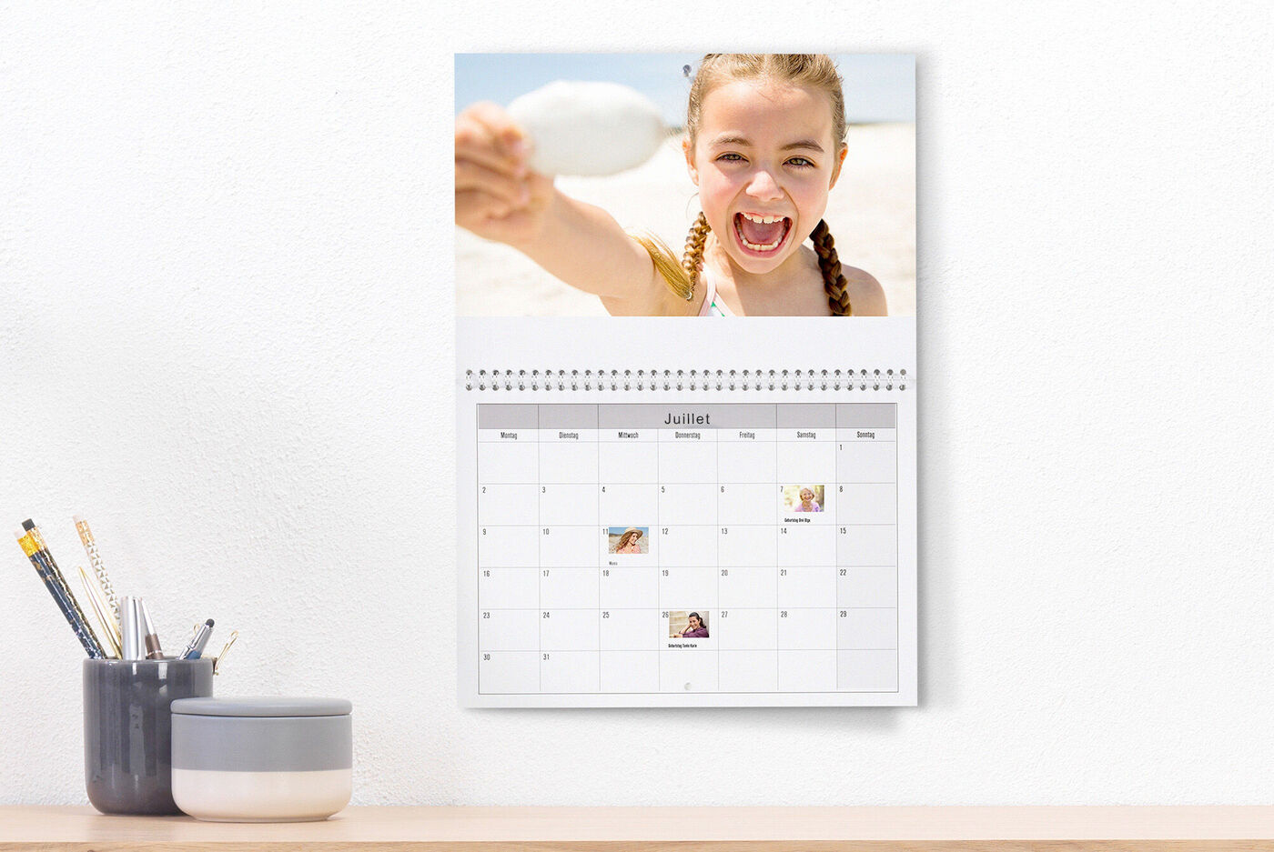 Calendrier photo personnalisé avec les anniversaires de la famille