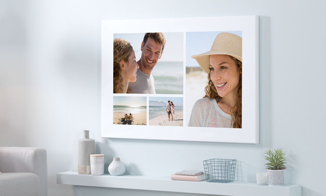 Image murale avec plusieurs collages photos de beaux moments de vacances à la plage