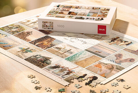 Puzzle personnalisé avec un pêle-mêle de photos de famille pour noel