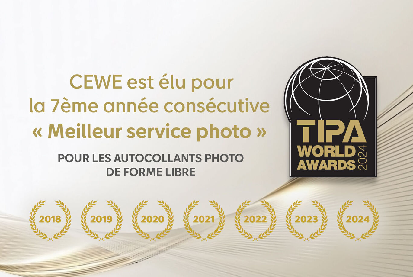 Certificat CEWE montrant la récompense de meilleur service photo 2024.