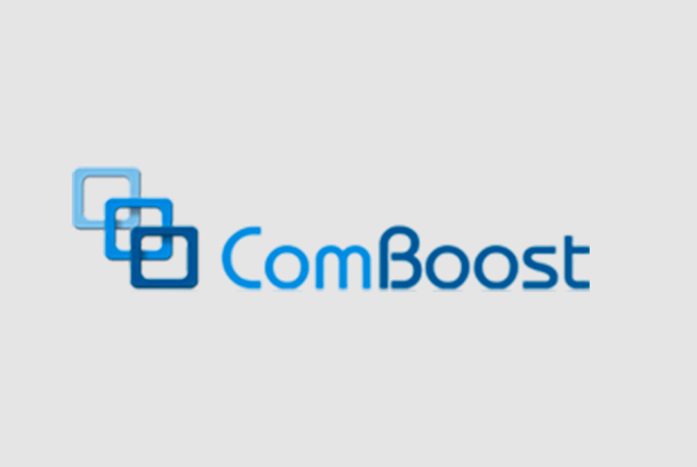 Logo de ComBoost avec des icônes carrées bleues et un lettrage