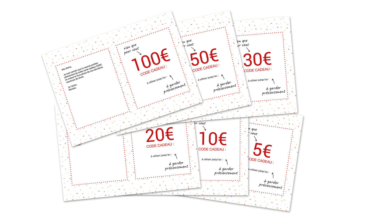 Carte cadeau en ligne personnalisable