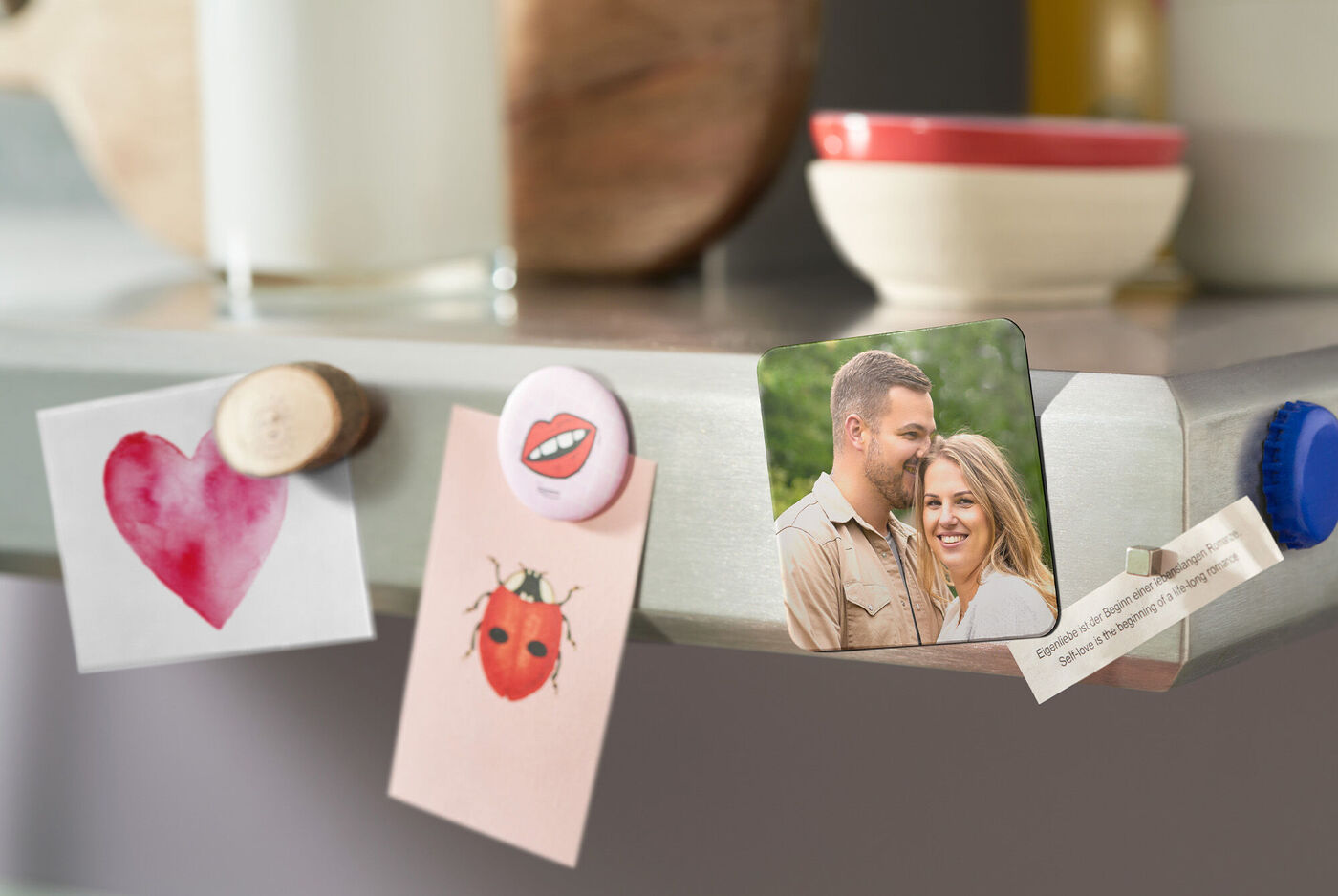 Magnet carré avec photo couple