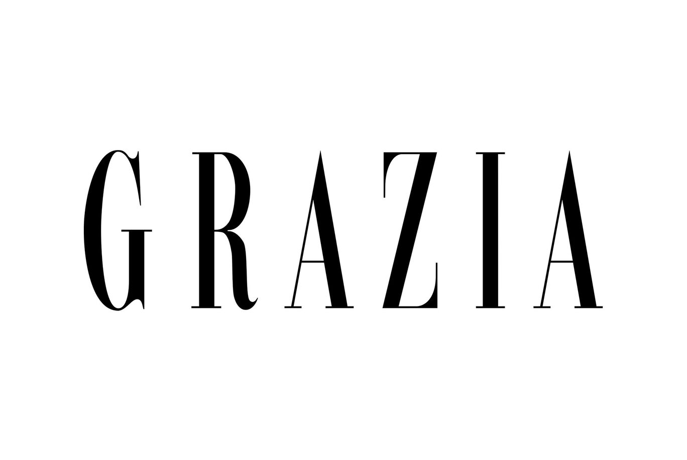 L'inscription "GRAZIA" en écriture serif noire sur fond clair.