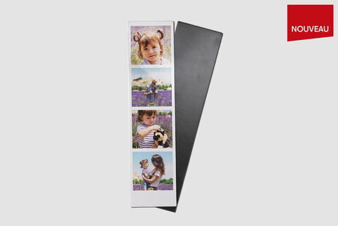Magnets personnalisés format cabine avec une bande de 4 photos