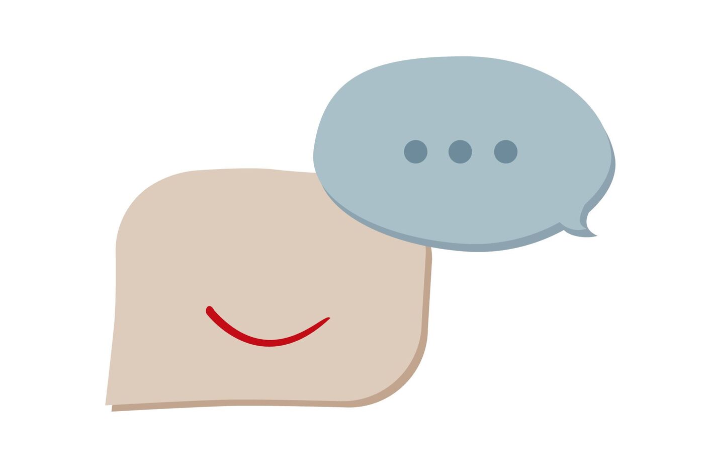 Deux bulles de chat. Une avec un sourire, l'autre aves trois petits points.